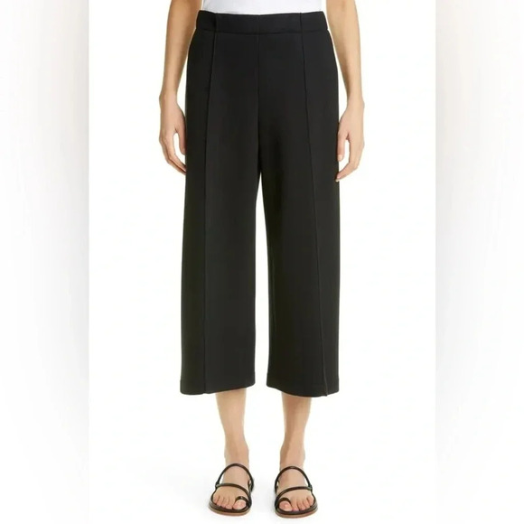 Lafayette Varick Scuba black crop wide leg pants pull on Size L - Picture 1 of 9